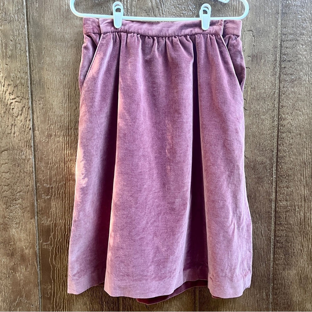 Vintage Velvet Mauve Midi Skirt Size Small